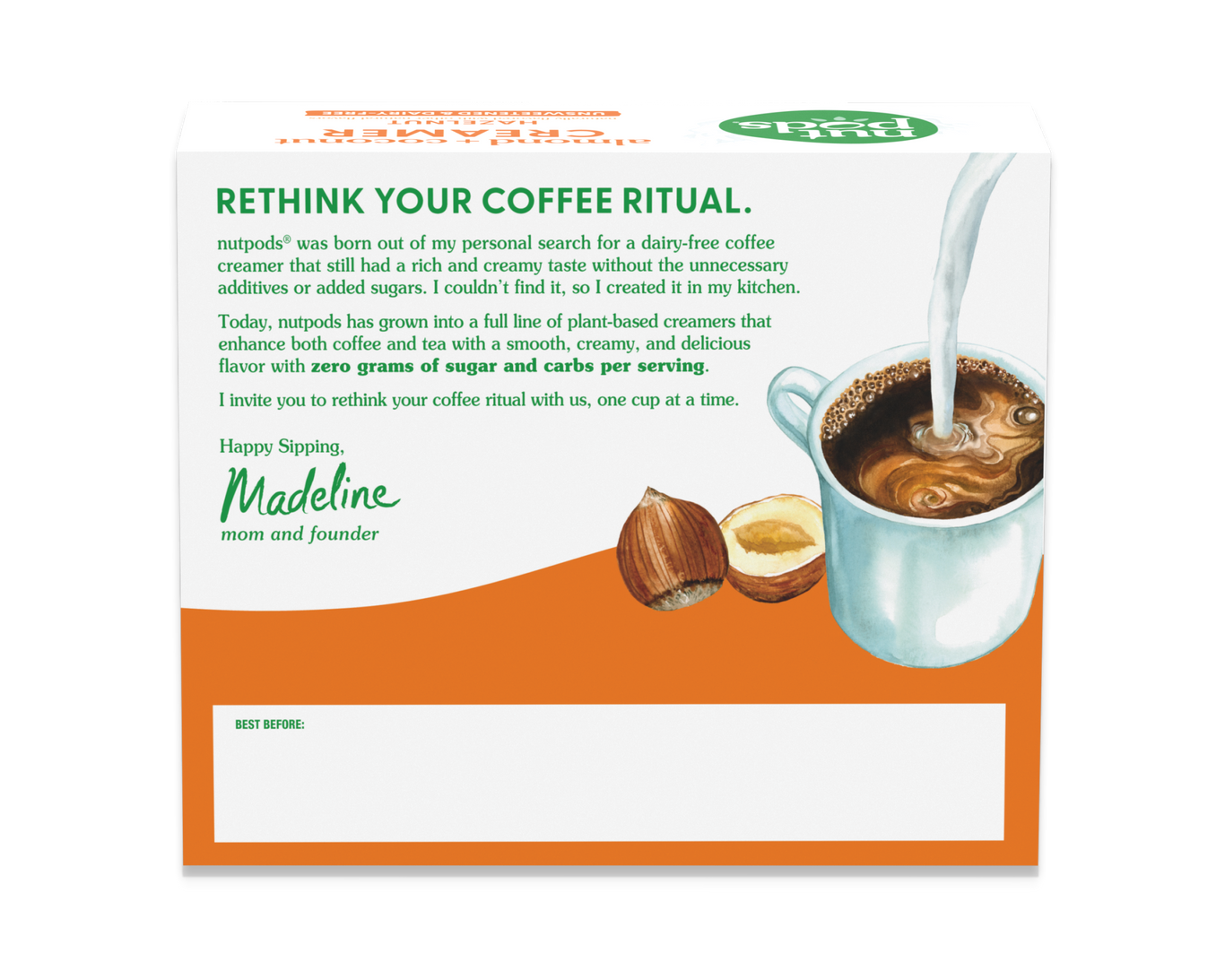 nutpods Hazelnut unsweetened dairy free coffee creamer Whole30 / Paleo