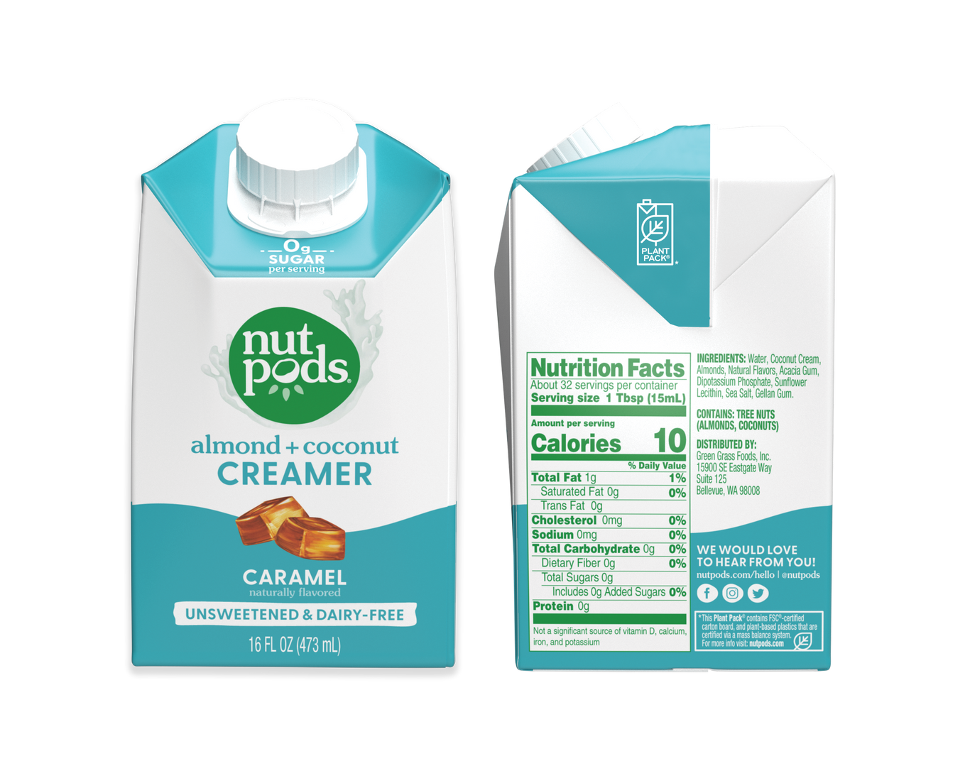 nutpods Caramel Pint unsweetened dairy free coffee creamer Whole30