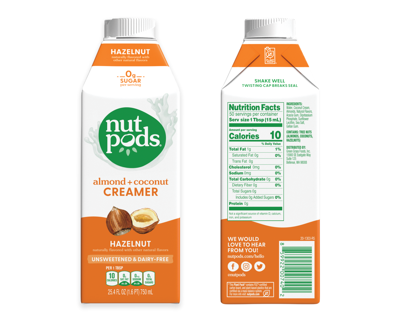 nutpods Hazelnut unsweetened dairy free coffee creamer Whole30 / Paleo