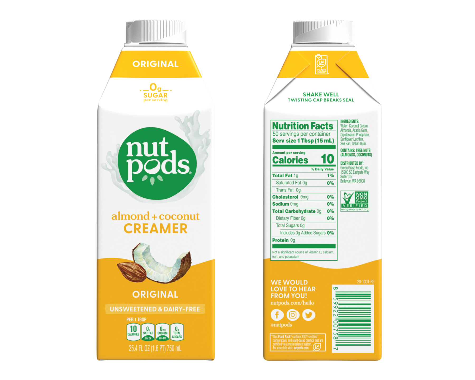 Nutpods unsweetened dairy free coffee creamer french vanilla whole30