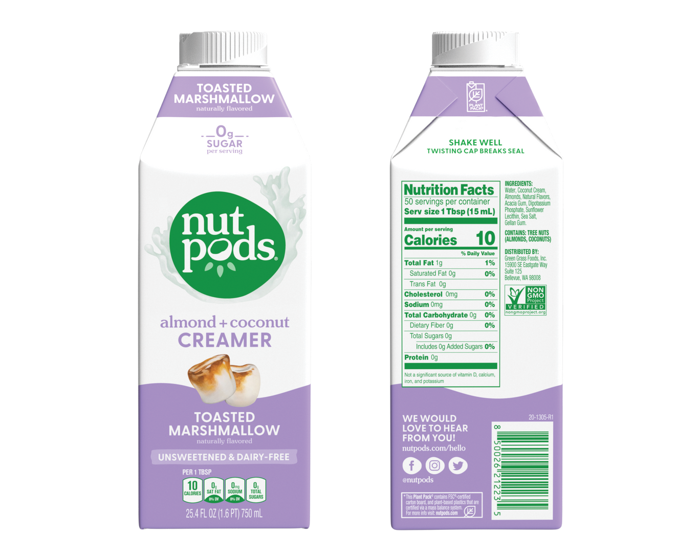 nutpods Toasted Marshmallow 25.4oz dairy free coffee creamer Keto