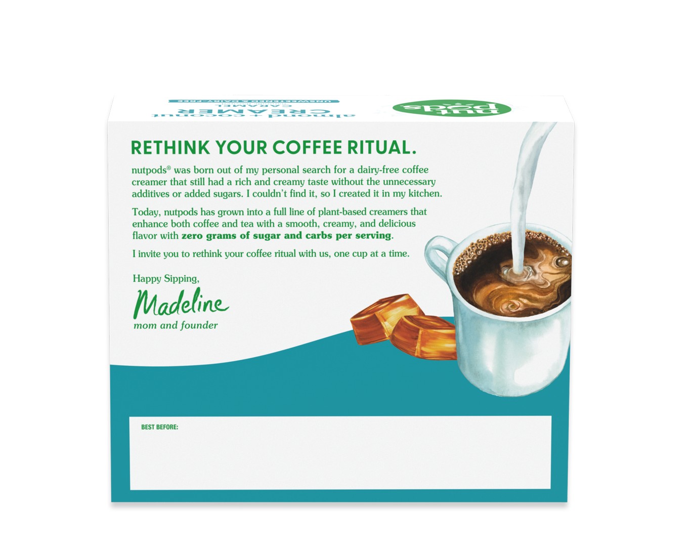 nutpods Caramel unsweetened dairy free coffee creamer Whole30 / Paleo
